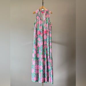 Lilly Pulitzer Malone Maxi Dress Frenchie Blue -Turtley In Love SIZE:XL
